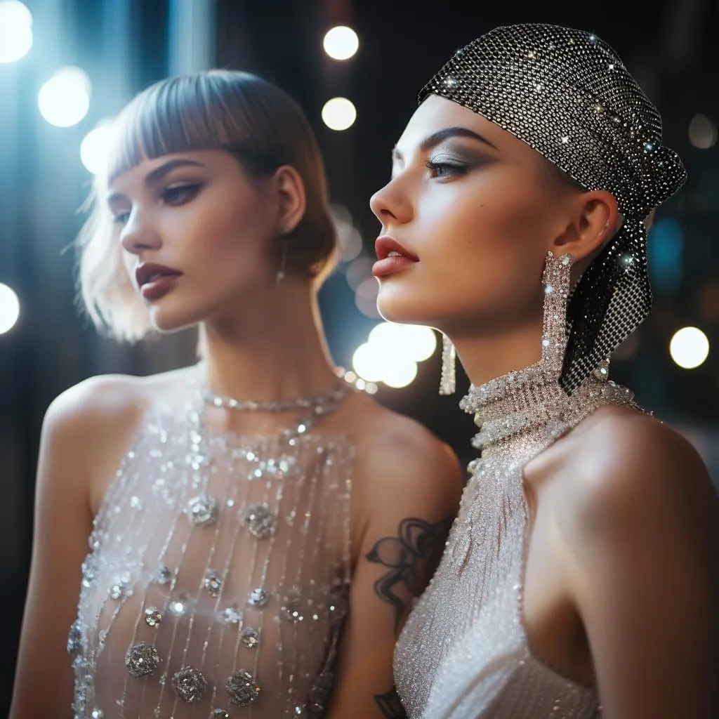 Munyee Hua Rhinestone Short Rave Headscarf