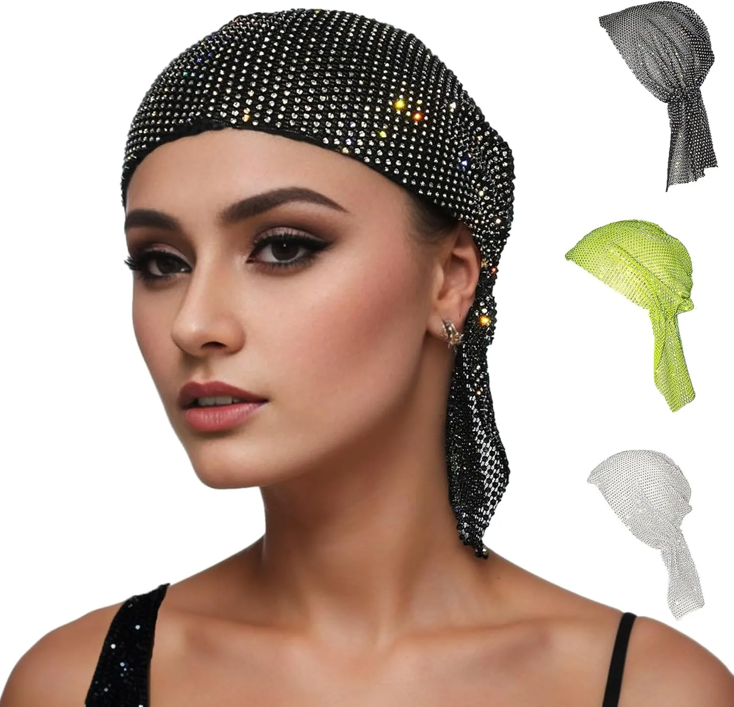 Munyee Hua Rhinestone Short Rave Headscarf