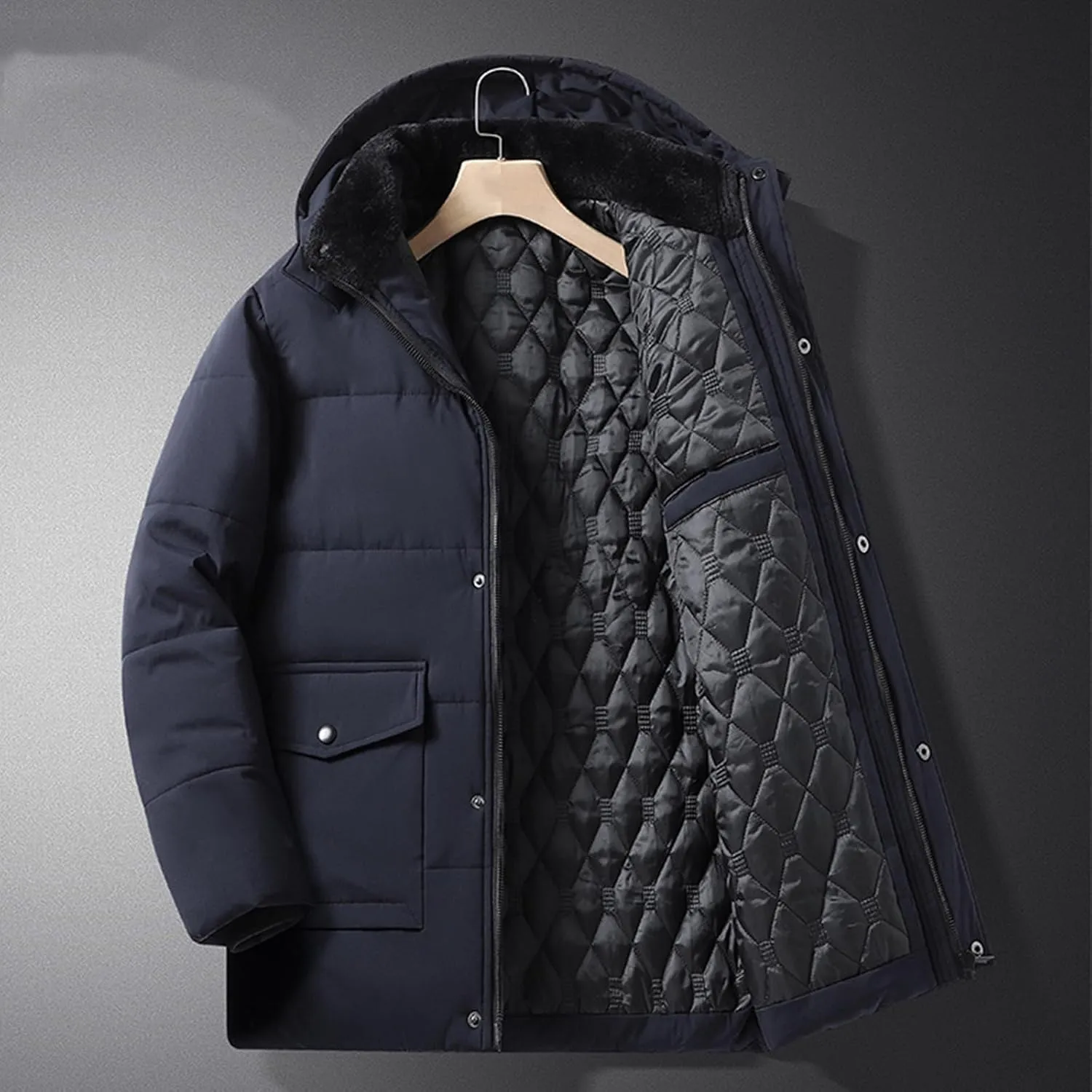 Muscularfit Mens Padded Puffer Jacket Winter Windproof Thicken Hooded Zip Up Coat Packable Quilted Warm Jackets With Pockets