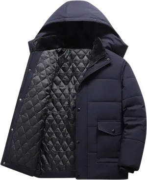 Muscularfit Mens Padded Puffer Jacket Winter Windproof Thicken Hooded Zip Up Coat Packable Quilted Warm Jackets With Pockets