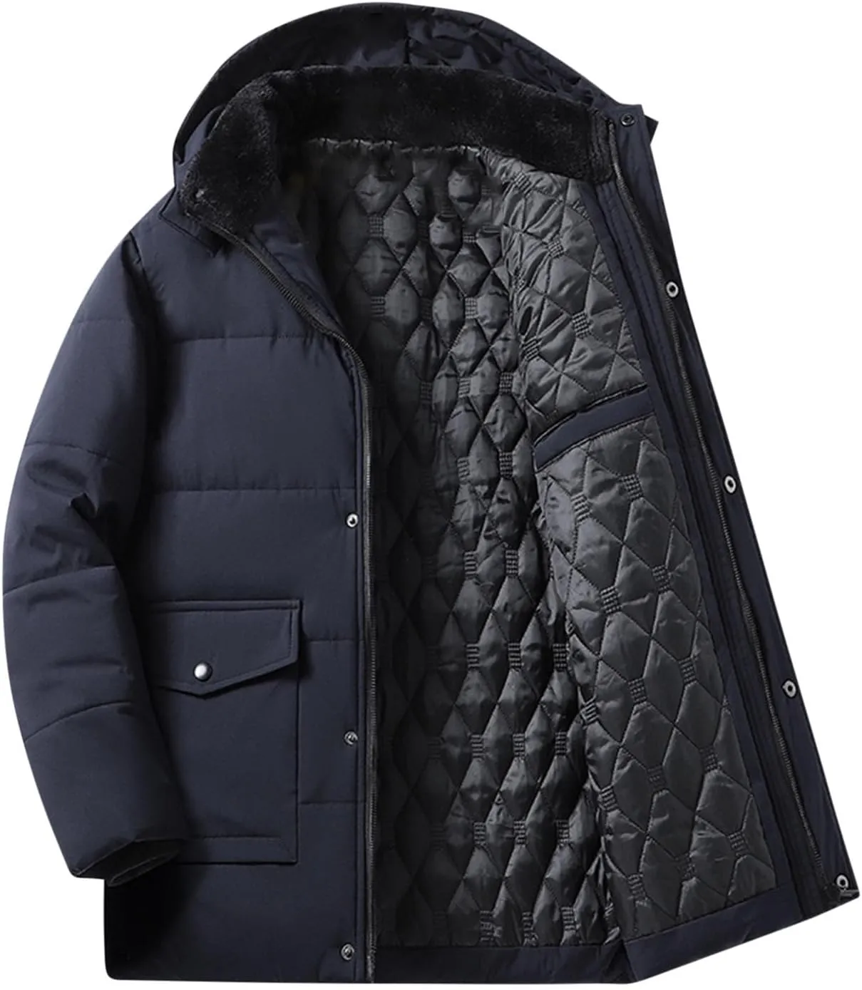 Muscularfit Mens Padded Puffer Jacket Winter Windproof Thicken Hooded Zip Up Coat Packable Quilted Warm Jackets With Pockets