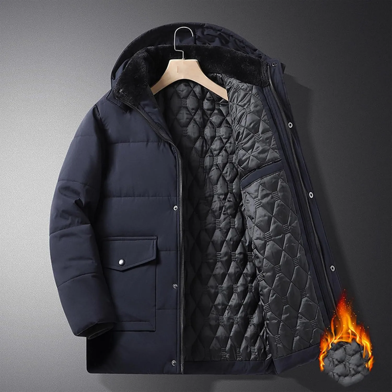 Muscularfit Mens Padded Puffer Jacket Winter Windproof Thicken Hooded Zip Up Coat Packable Quilted Warm Jackets With Pockets