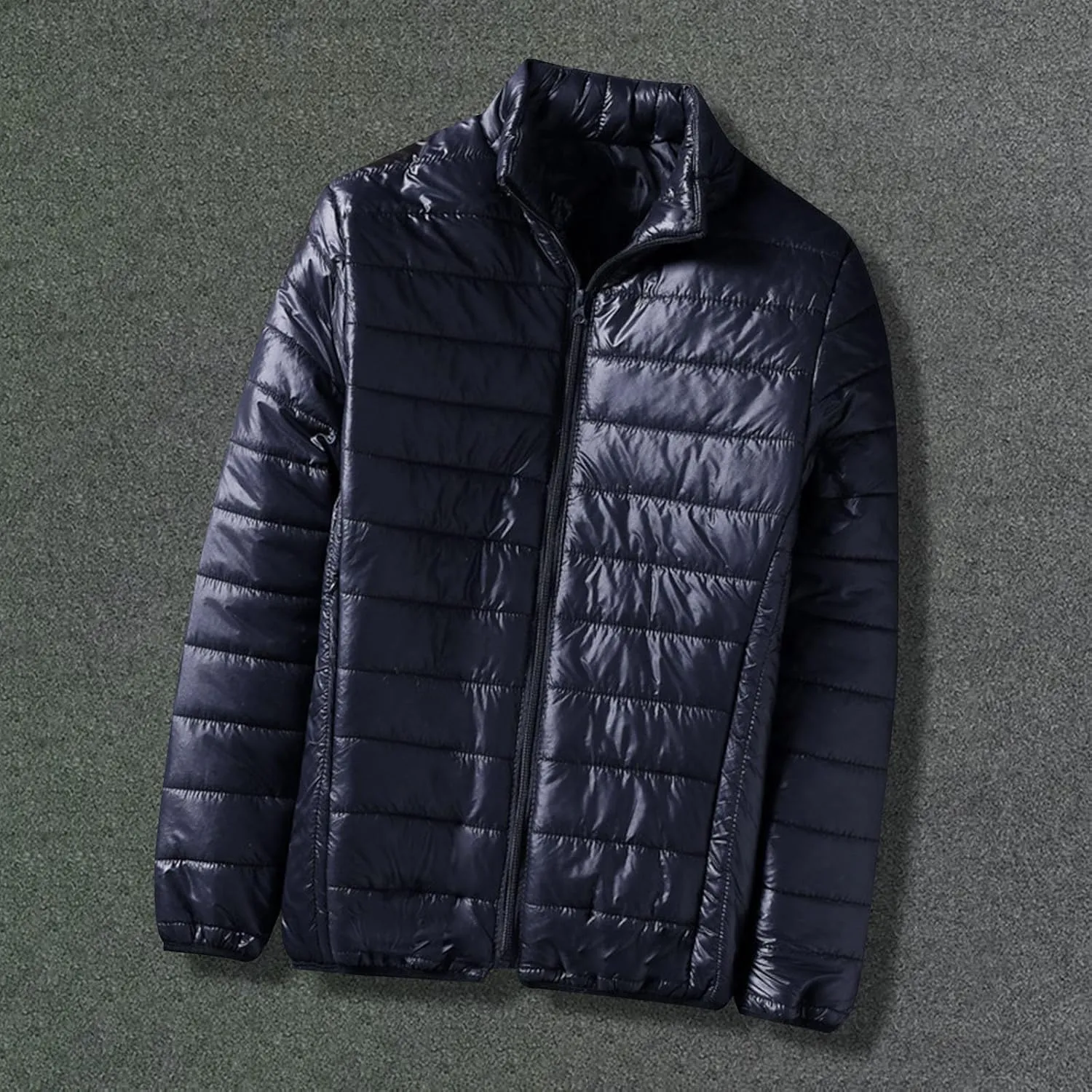 Muscularfit Mens Winter Fashion Coat Plus Size Packable Parka Coat Full Zip Quilted Jacket Thicken Waterproof Jacket Coat