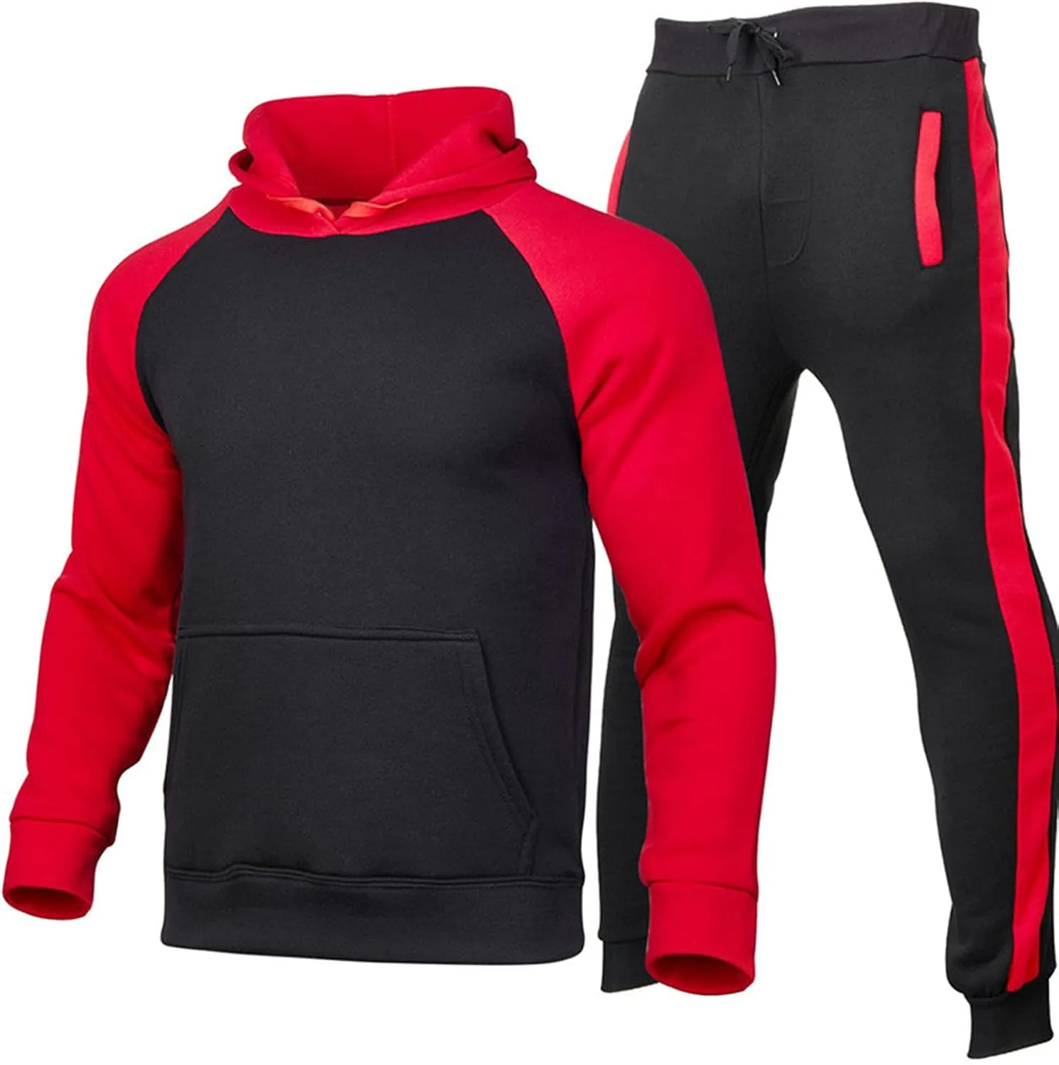 Muscularfit Sweatsuits for Men 2 Piece Hoodie Athletic Jogging Tracksuit Set Workout Slim Fit Pullover Hooded Sweatshirt Set