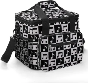 Music Notes Checkerboard 22.5L Insulated Camping Coolers Bag Musical Plaid Large Leakproof Ice Chest for Beach Travel Picnic