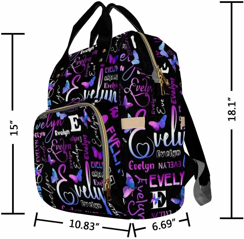 MyPupSocks Personalized Diaper Bag for Baby Girl, Custom Diaper Bag Mummy Nursing Baby Casual Travel Daypack Fashion Shoulder Bags for Travel Shopping Mom Girl Gifts
