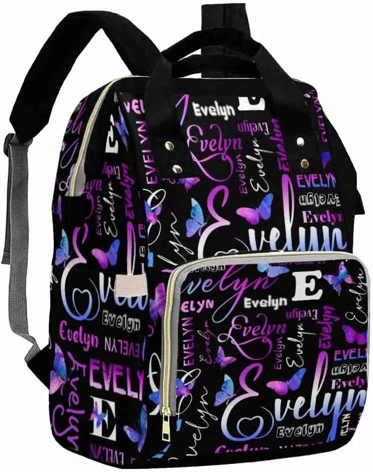 MyPupSocks Personalized Diaper Bag for Baby Girl, Custom Diaper Bag Mummy Nursing Baby Casual Travel Daypack Fashion Shoulder Bags for Travel Shopping Mom Girl Gifts