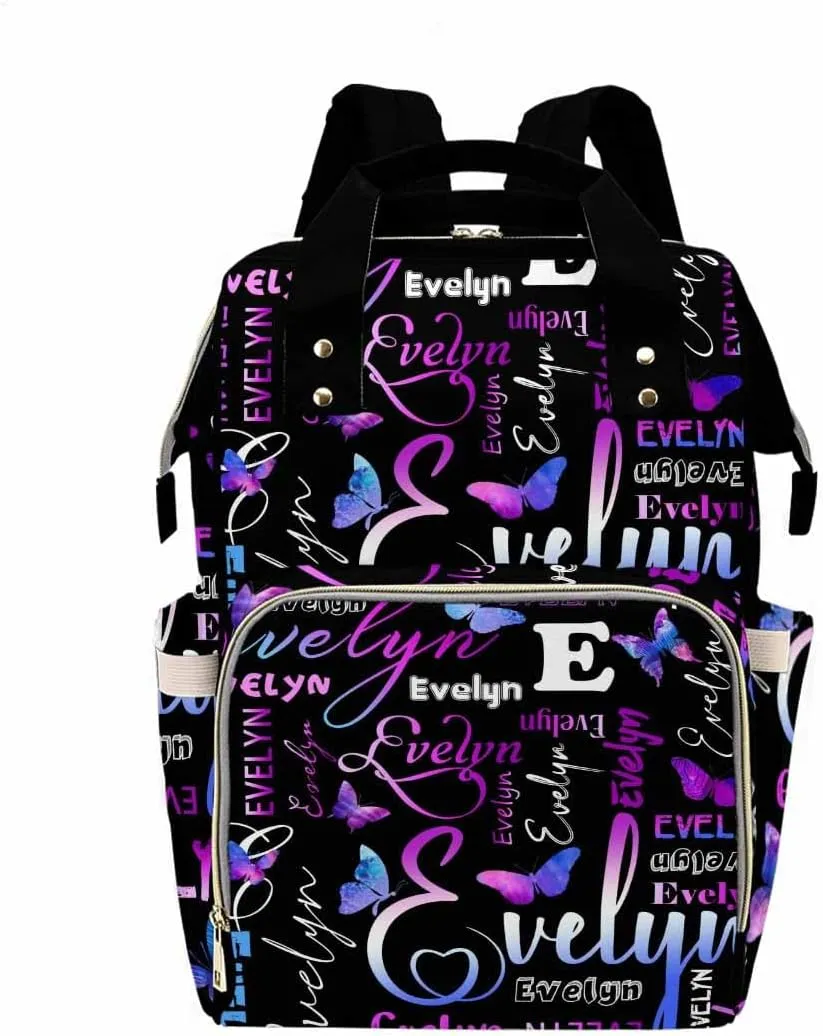 MyPupSocks Personalized Diaper Bag for Baby Girl, Custom Diaper Bag Mummy Nursing Baby Casual Travel Daypack Fashion Shoulder Bags for Travel Shopping Mom Girl Gifts