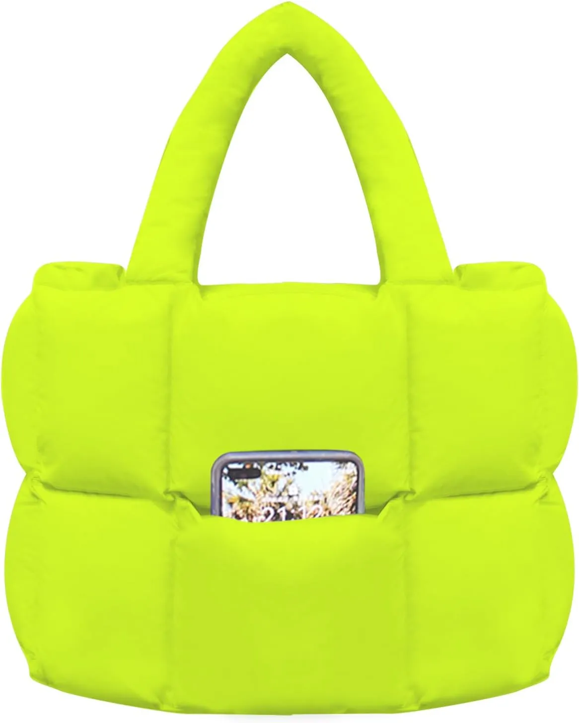 NAARIIAN Puffer Tote Bag for Women, Lightweight Quilted Puffy Shoulder Handbag with Adjustable Shoulder Strap