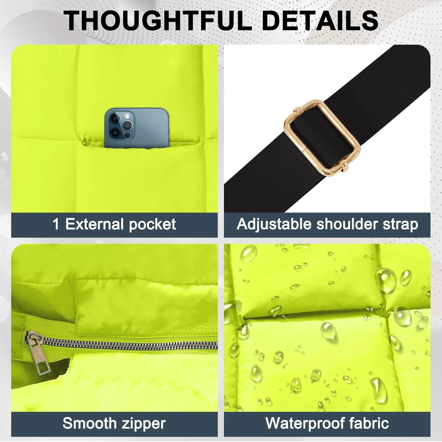 NAARIIAN Puffer Tote Bag for Women, Lightweight Quilted Puffy Shoulder Handbag with Adjustable Shoulder Strap