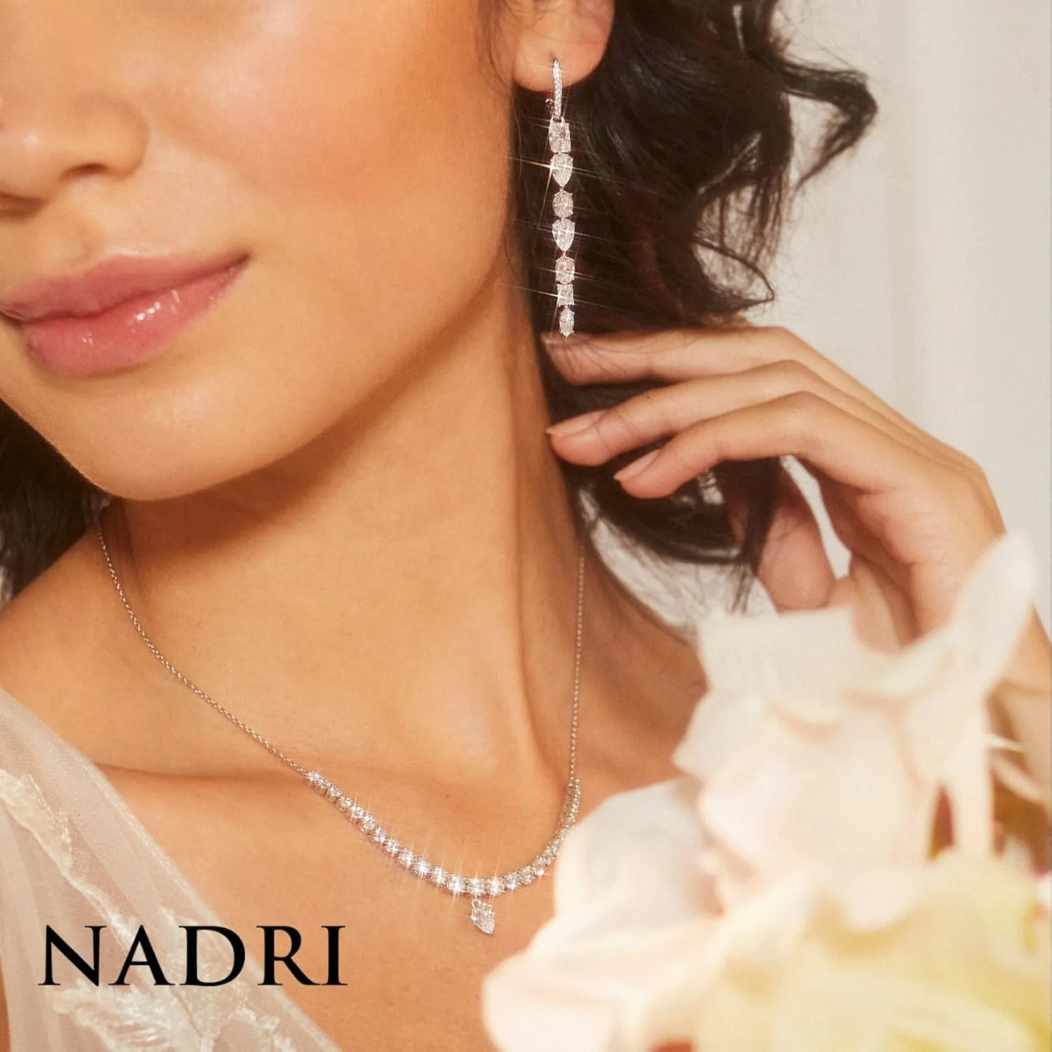 NADRI RSVP CZ Linear Gold or Rhodium Plated Earrings - Bride Earrings, Bridal Earrings for Wedding, Wedding Earrings, Wedding Jewels, Earrings for Bridesmaid