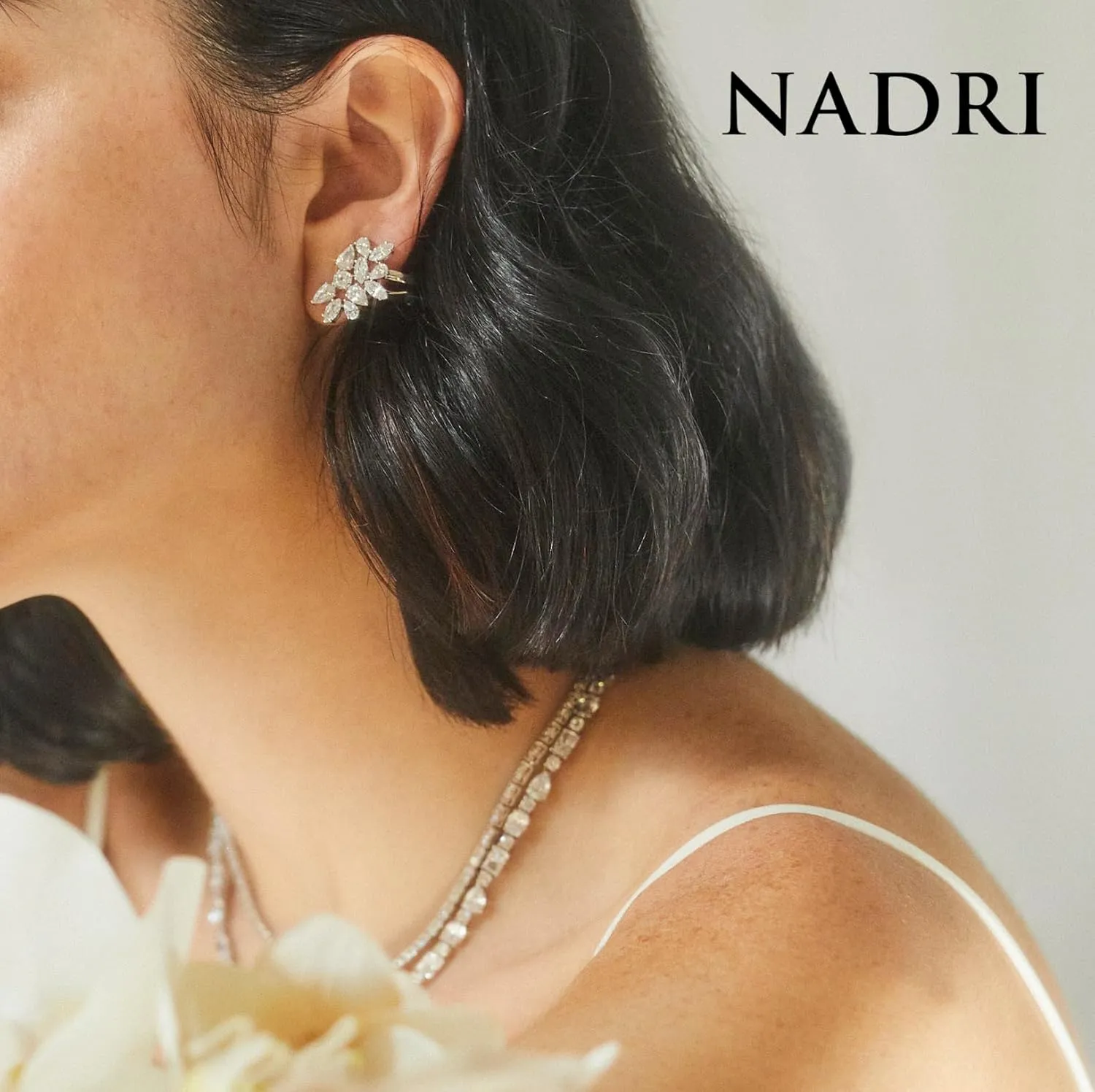 NADRI Wedding Earrings - RSVP CZ Cluster Earrings, 3/4in x 3/4 in, Bridal Earrings, Formal Earrings, 18KT Gold or Rhodium Plated Earrings for Bride and Bridesmaids, Maid-of-Honor Jewelry