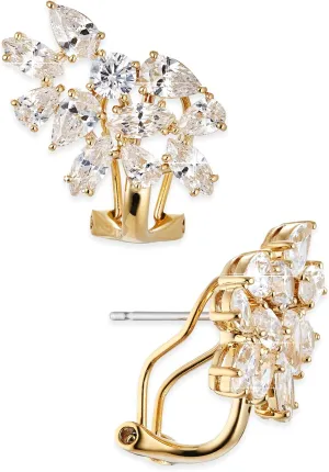 NADRI Wedding Earrings - RSVP CZ Cluster Earrings, 3/4in x 3/4 in, Bridal Earrings, Formal Earrings, 18KT Gold or Rhodium Plated Earrings for Bride and Bridesmaids, Maid-of-Honor Jewelry