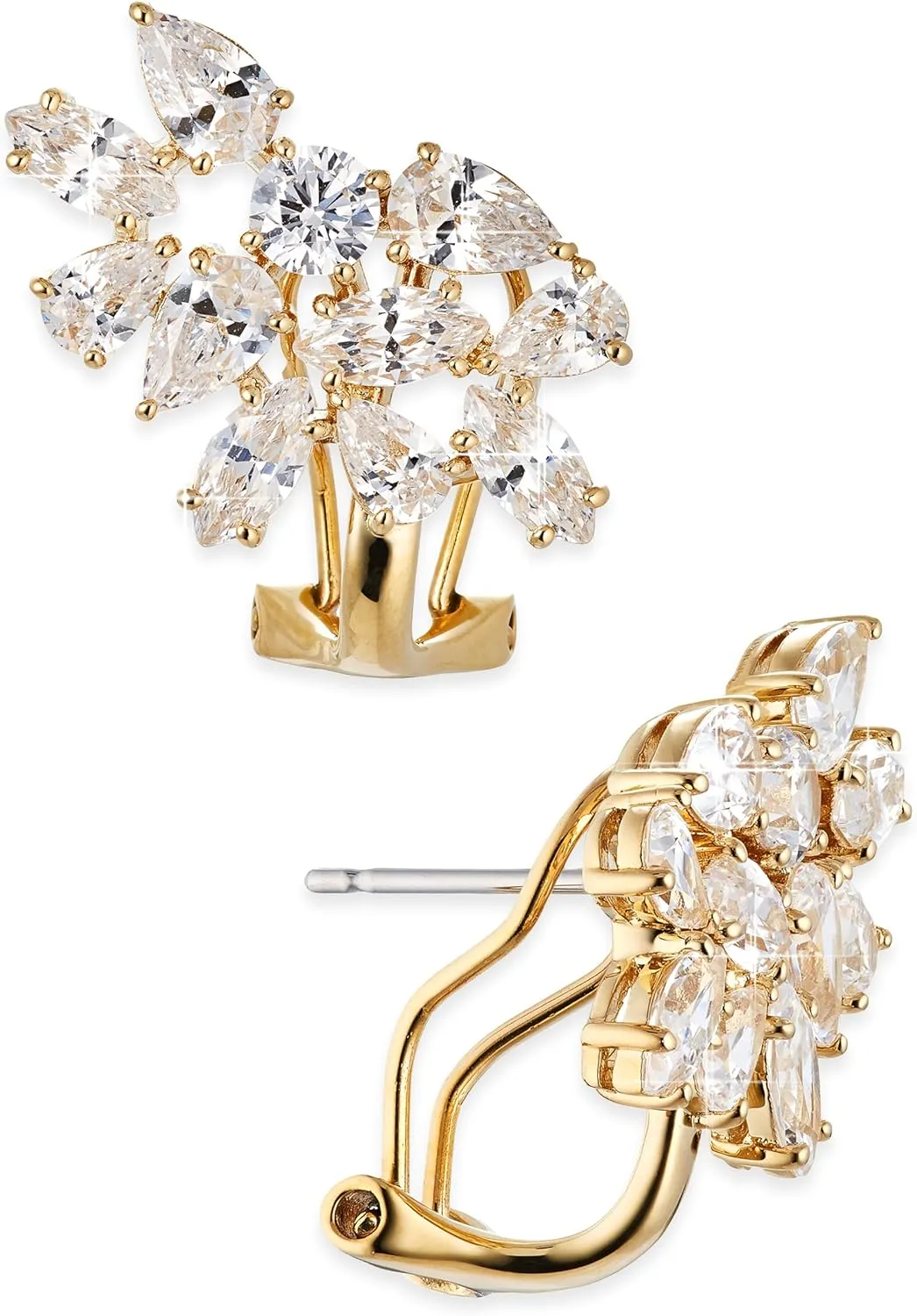 NADRI Wedding Earrings - RSVP CZ Cluster Earrings, 3/4in x 3/4 in, Bridal Earrings, Formal Earrings, 18KT Gold or Rhodium Plated Earrings for Bride and Bridesmaids, Maid-of-Honor Jewelry