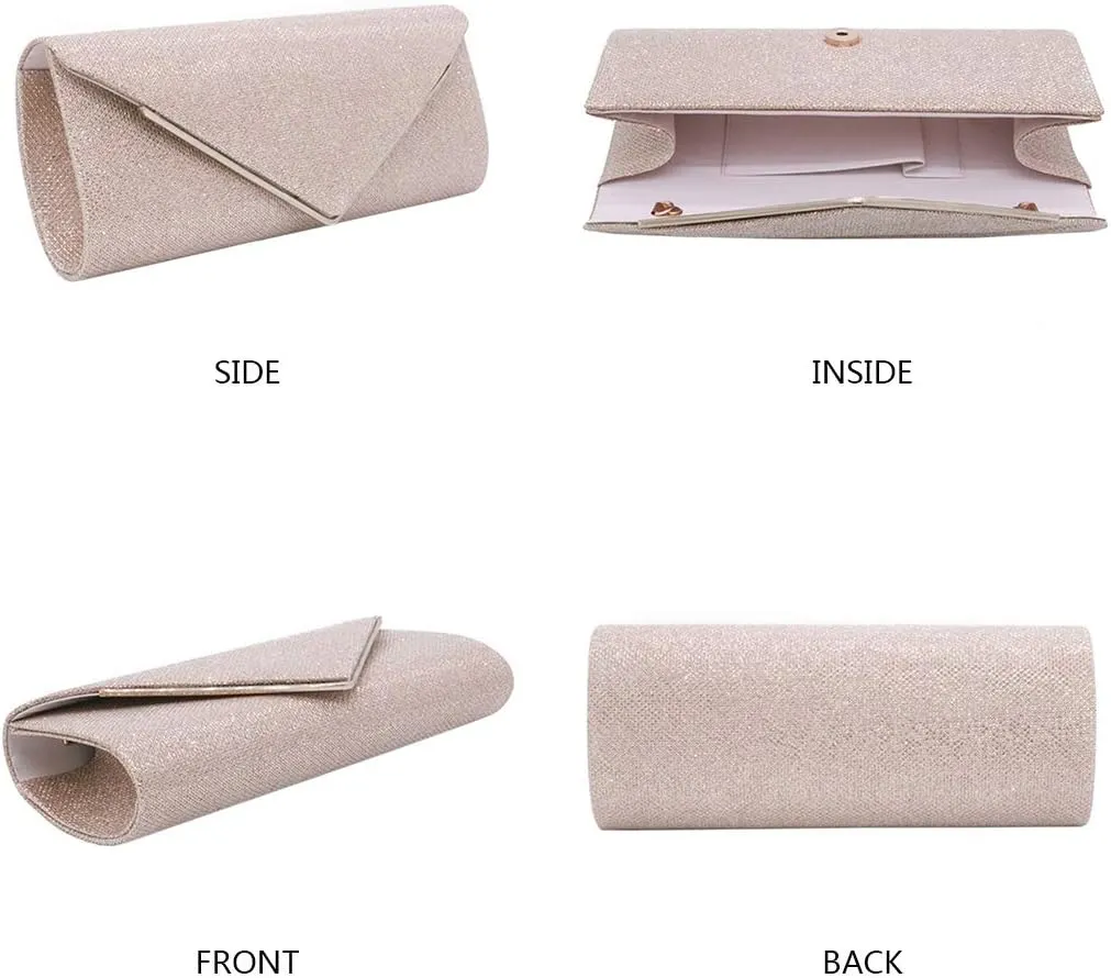 Naimo Flap Dazzling Clutch Bag Evening Bag With Detachable Chain