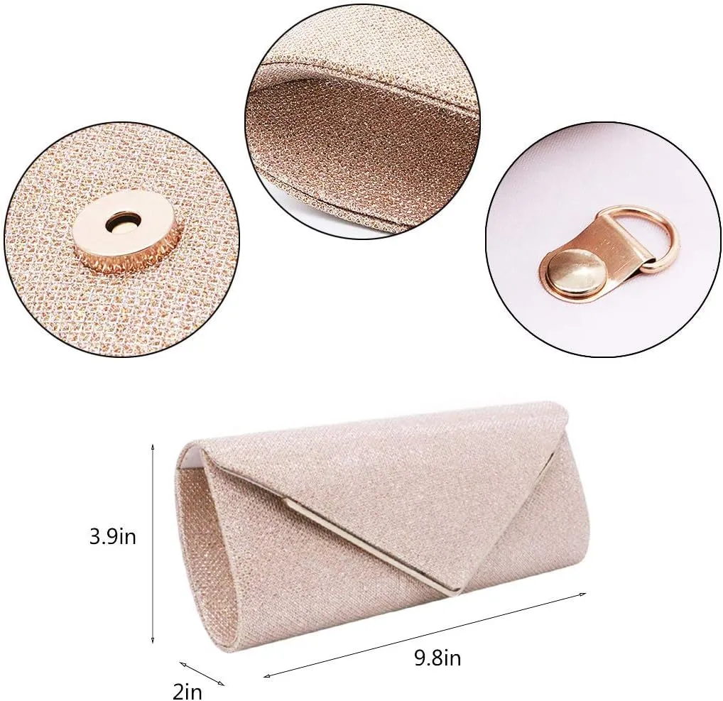 Naimo Flap Dazzling Clutch Bag Evening Bag With Detachable Chain