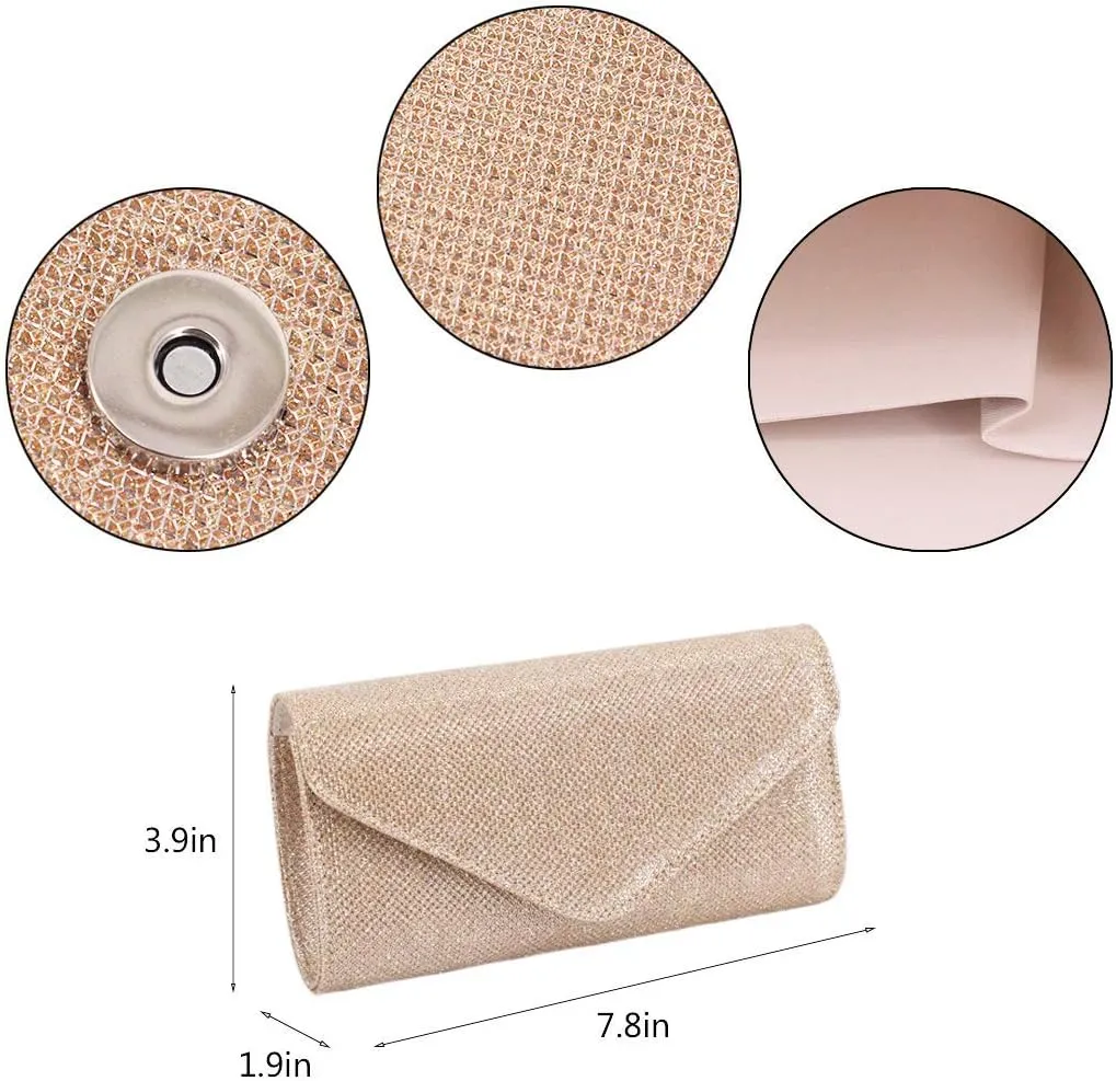 Naimo Flap Dazzling Small Clutch Bag Evening Bag With Detachable Chain