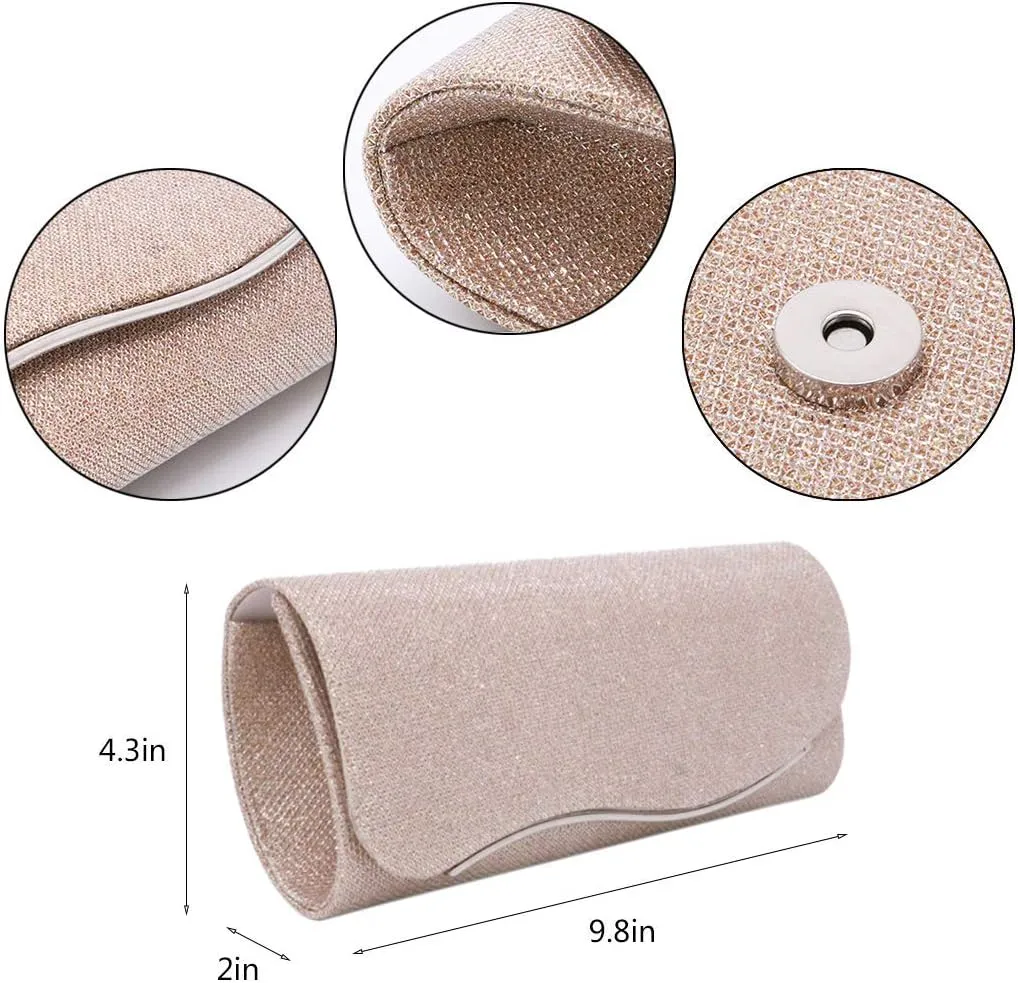Naimo Flap Dazzling Small Clutch Bag Evening Bag With Detachable Chain