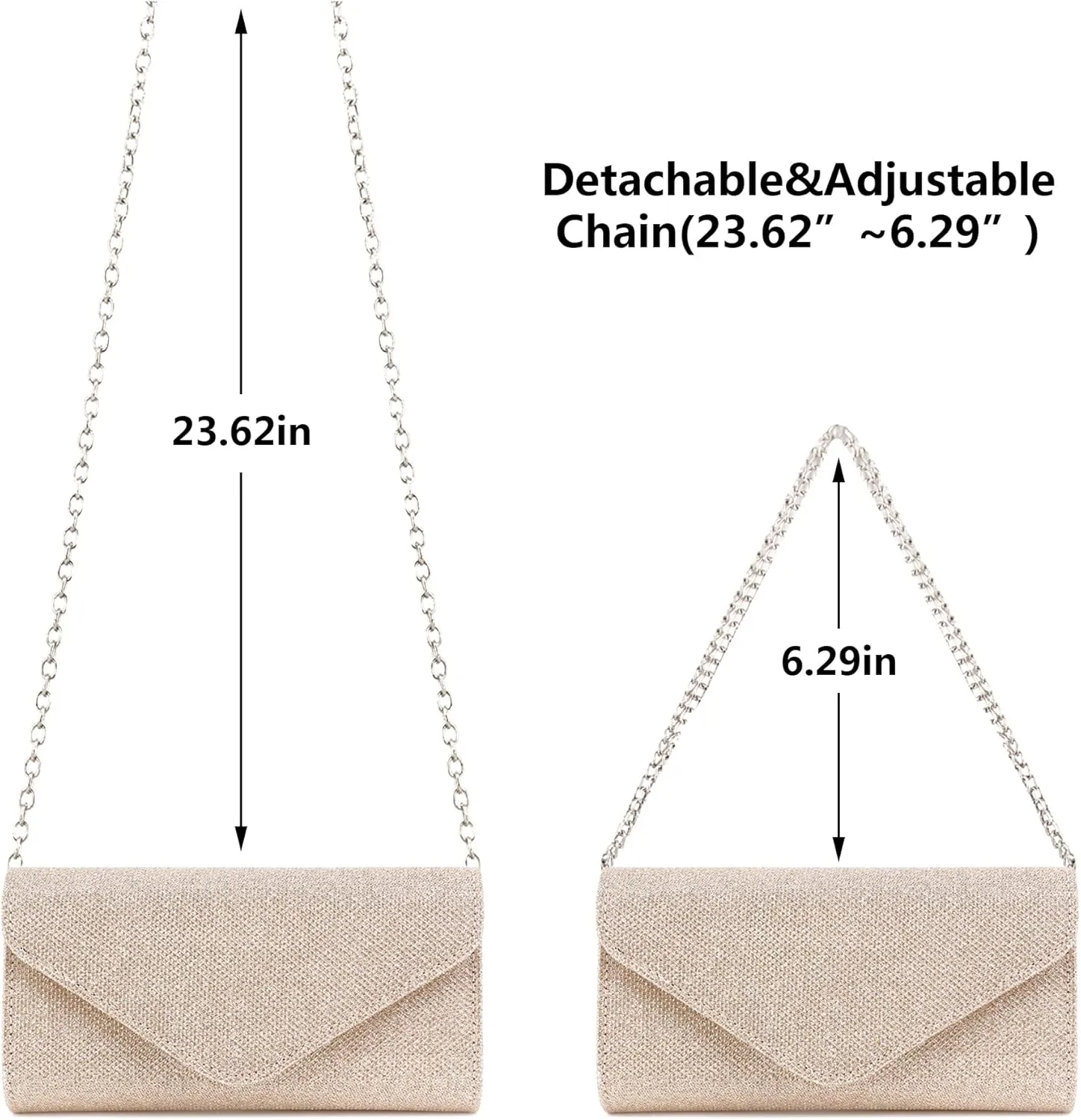 Naimo Flap Dazzling Small Clutch Bag Evening Bag With Detachable Chain