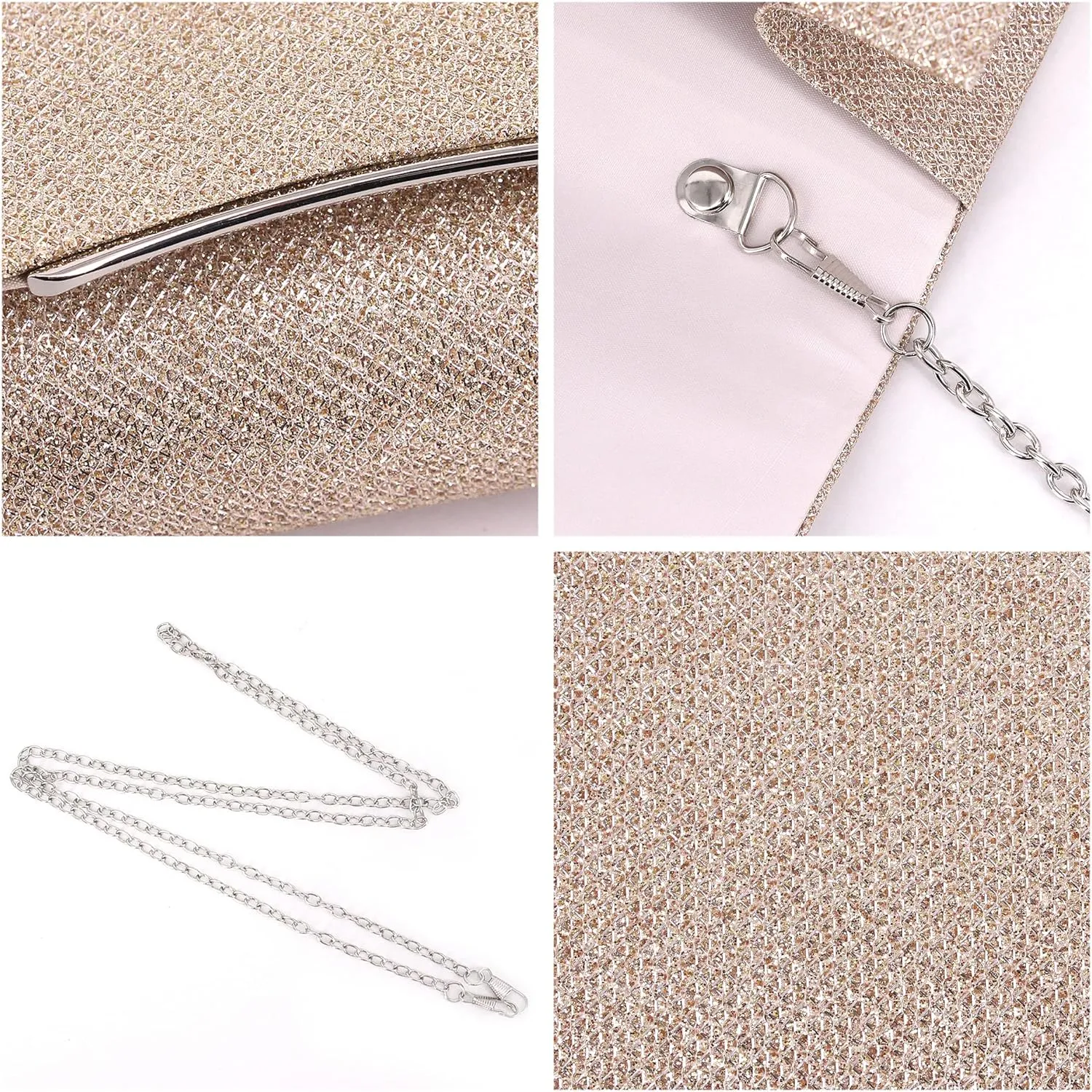 Naimo Flap Dazzling Small Clutch Bag Evening Bag With Detachable Chain