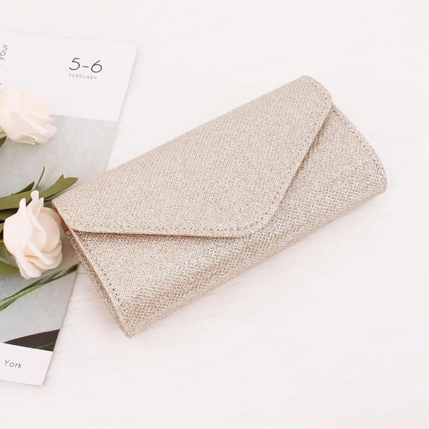 Naimo Flap Dazzling Small Clutch Bag Evening Bag With Detachable Chain