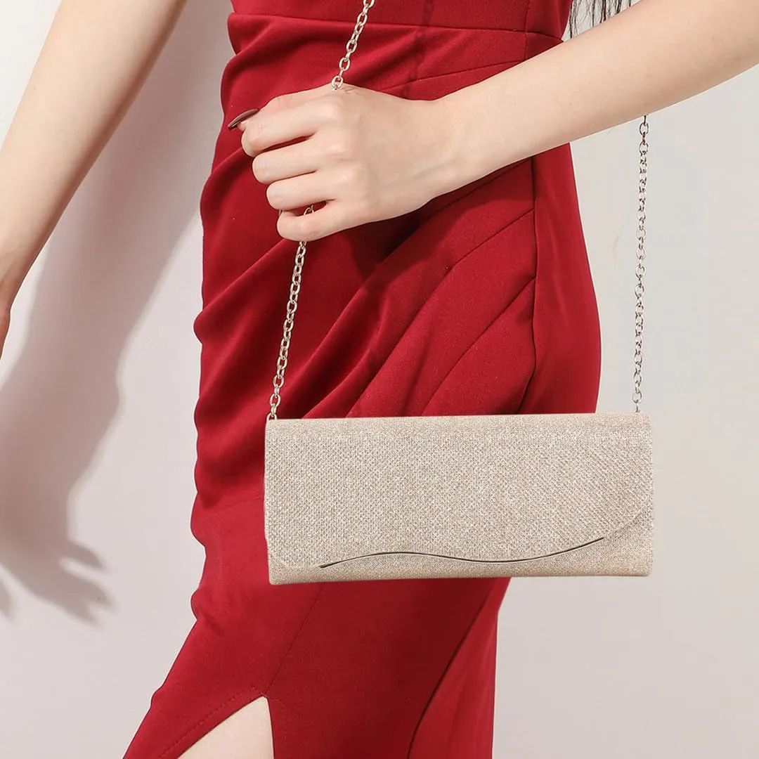 Naimo Flap Dazzling Small Clutch Bag Evening Bag With Detachable Chain