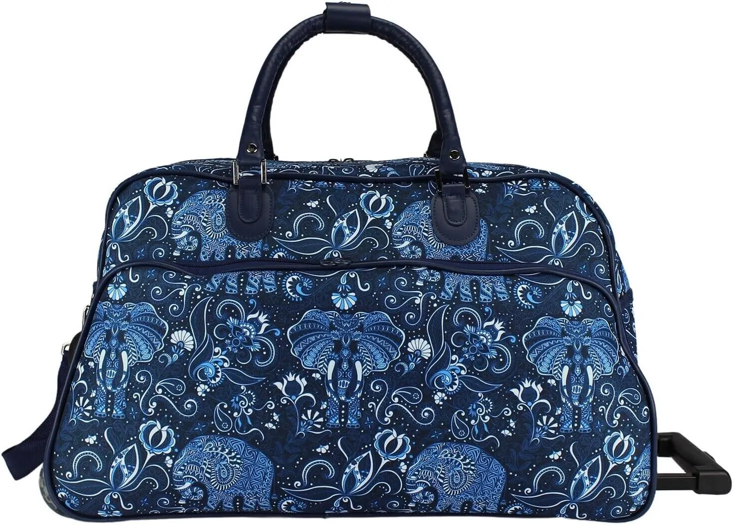 Naturally Nice Wildlife 21-Inch Carry-On Rolling Duffel Bag - Paisley Elephant - (600 Denier Polyester, Retractable Handle, Smooth-Rolling Wheels, Dimensions: 21" X 11" X 12")