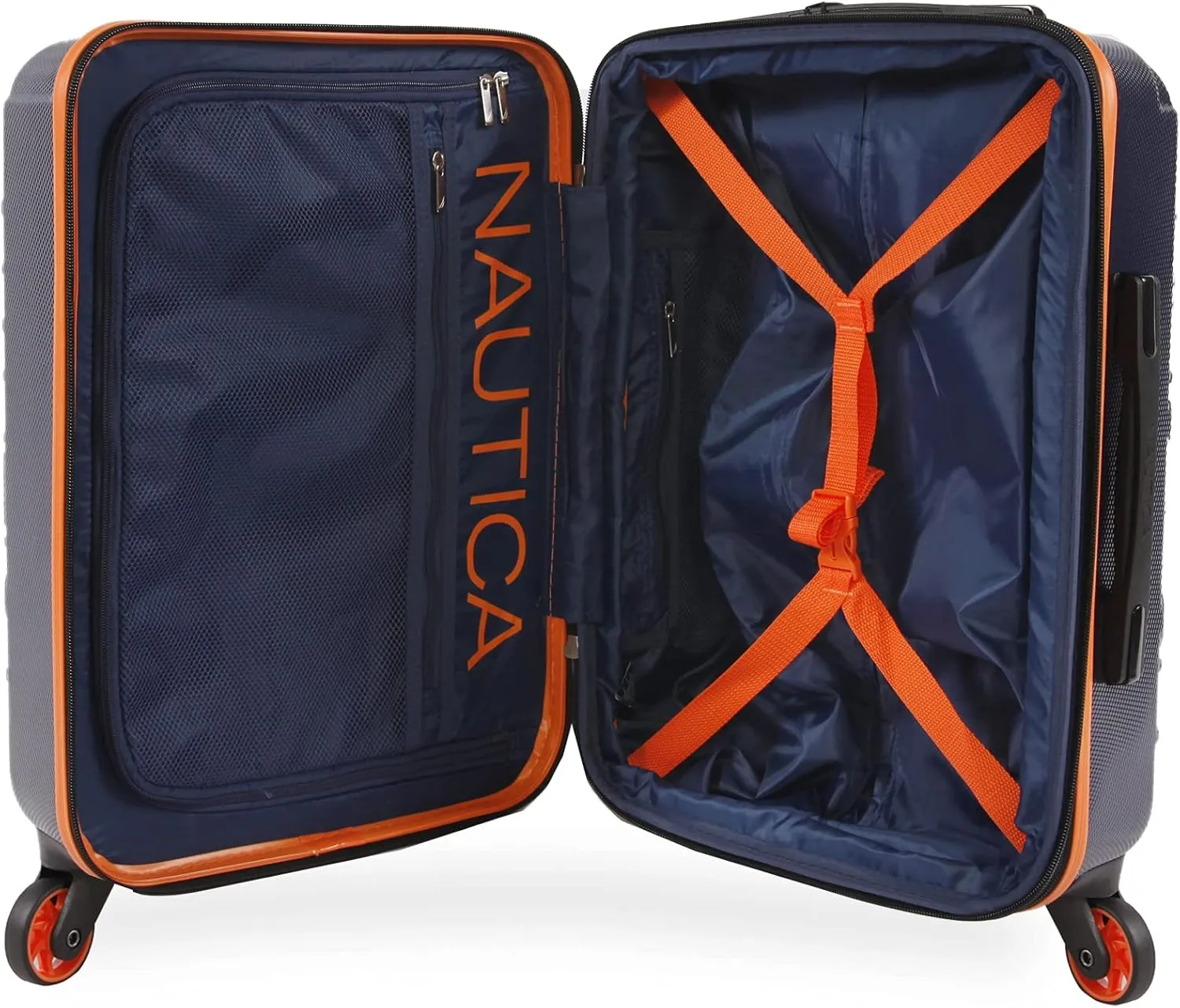 NAUTICA Birch Hardside Spinner Luggage, Navy/Orange, Carry-On 21-Inch