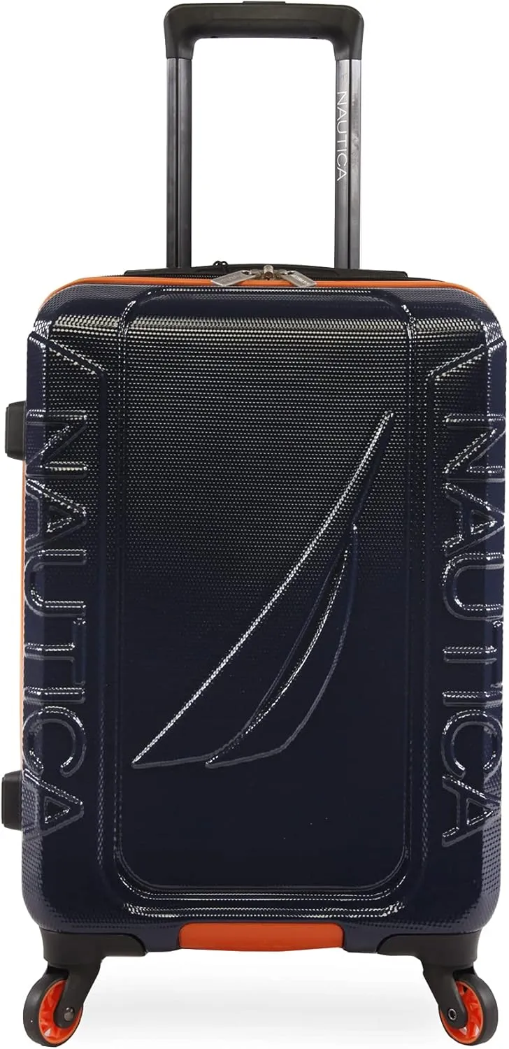 NAUTICA Birch Hardside Spinner Luggage, Navy/Orange, Carry-On 21-Inch