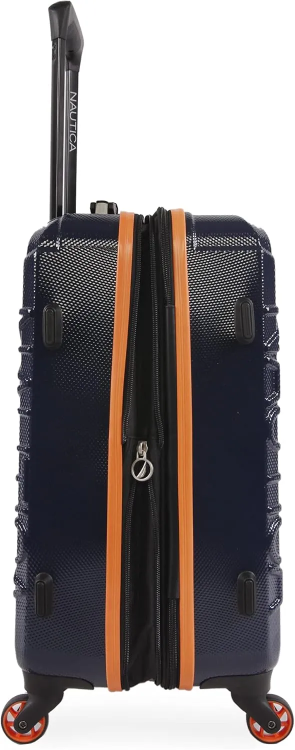NAUTICA Birch Hardside Spinner Luggage, Navy/Orange, Carry-On 21-Inch