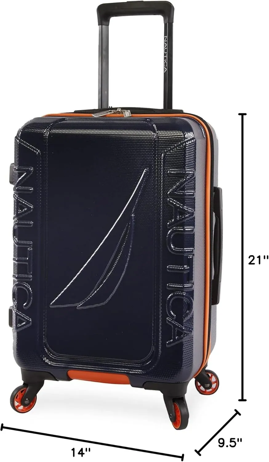 NAUTICA Birch Hardside Spinner Luggage, Navy/Orange, Carry-On 21-Inch