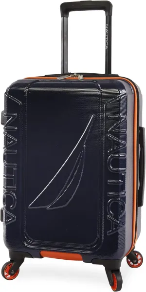 NAUTICA Birch Hardside Spinner Luggage, Navy/Orange, Carry-On 21-Inch