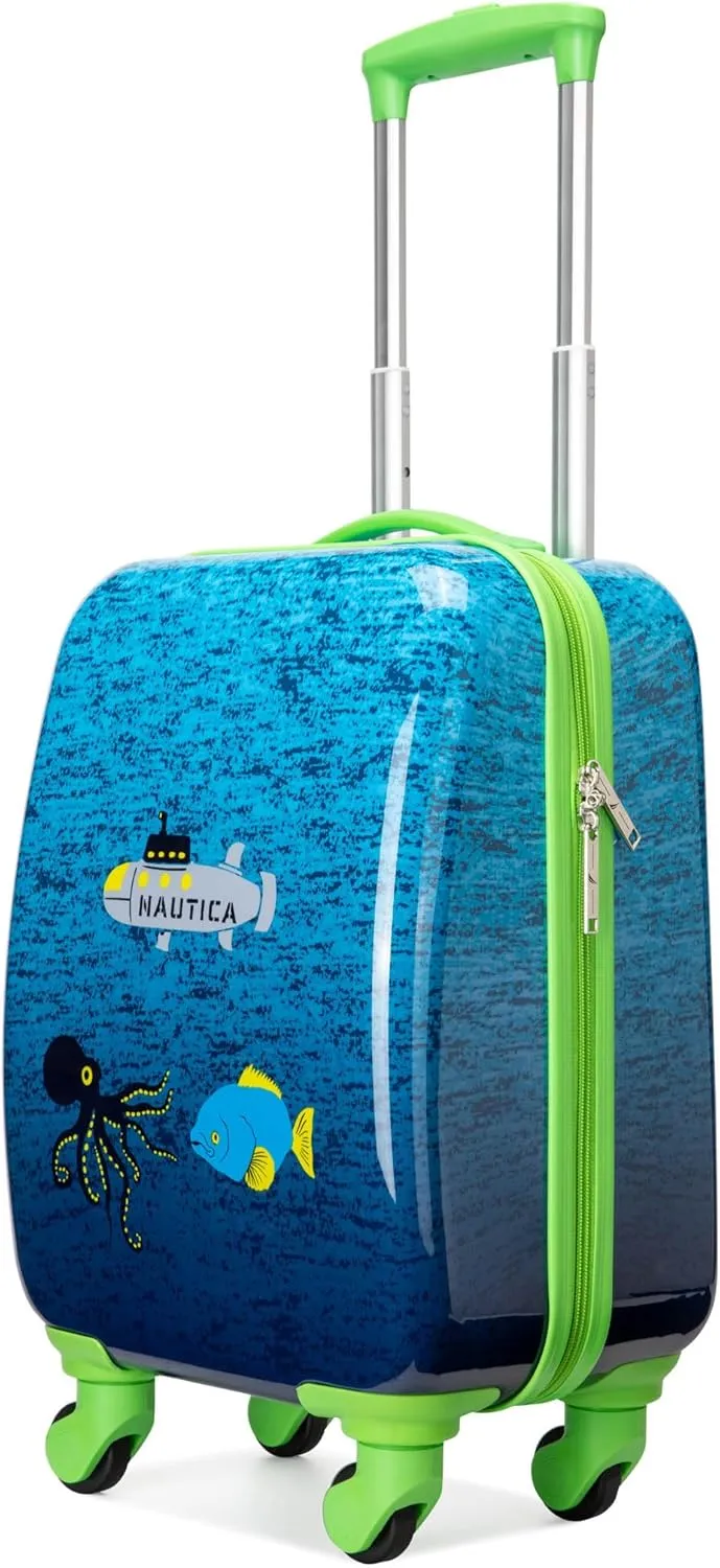 NAUTICA Kids Luggage - 18" Airline Approved Rolling Hardside Upright Carry-on Suitcase with Wheels (Submarine Journey)