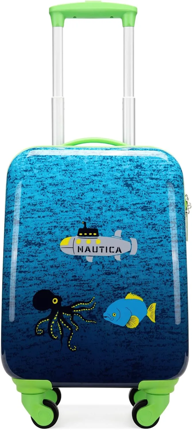 NAUTICA Kids Luggage - 18" Airline Approved Rolling Hardside Upright Carry-on Suitcase with Wheels (Submarine Journey)