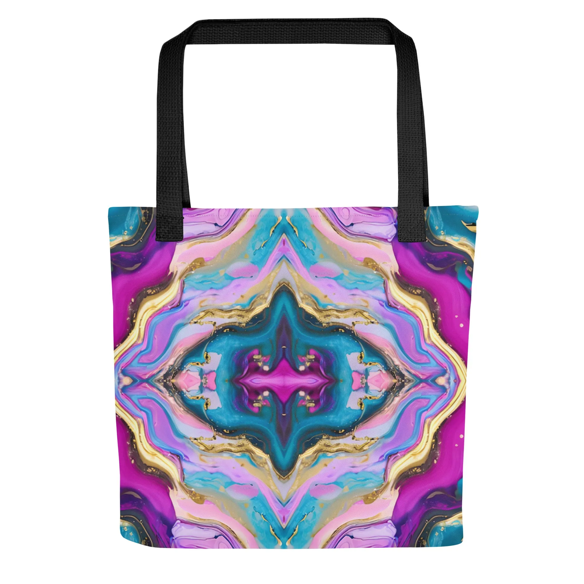 Neon Geode Mandala All Over Print Tote Bag