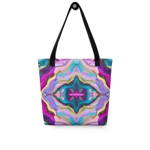 Neon Geode Mandala All Over Print Tote Bag