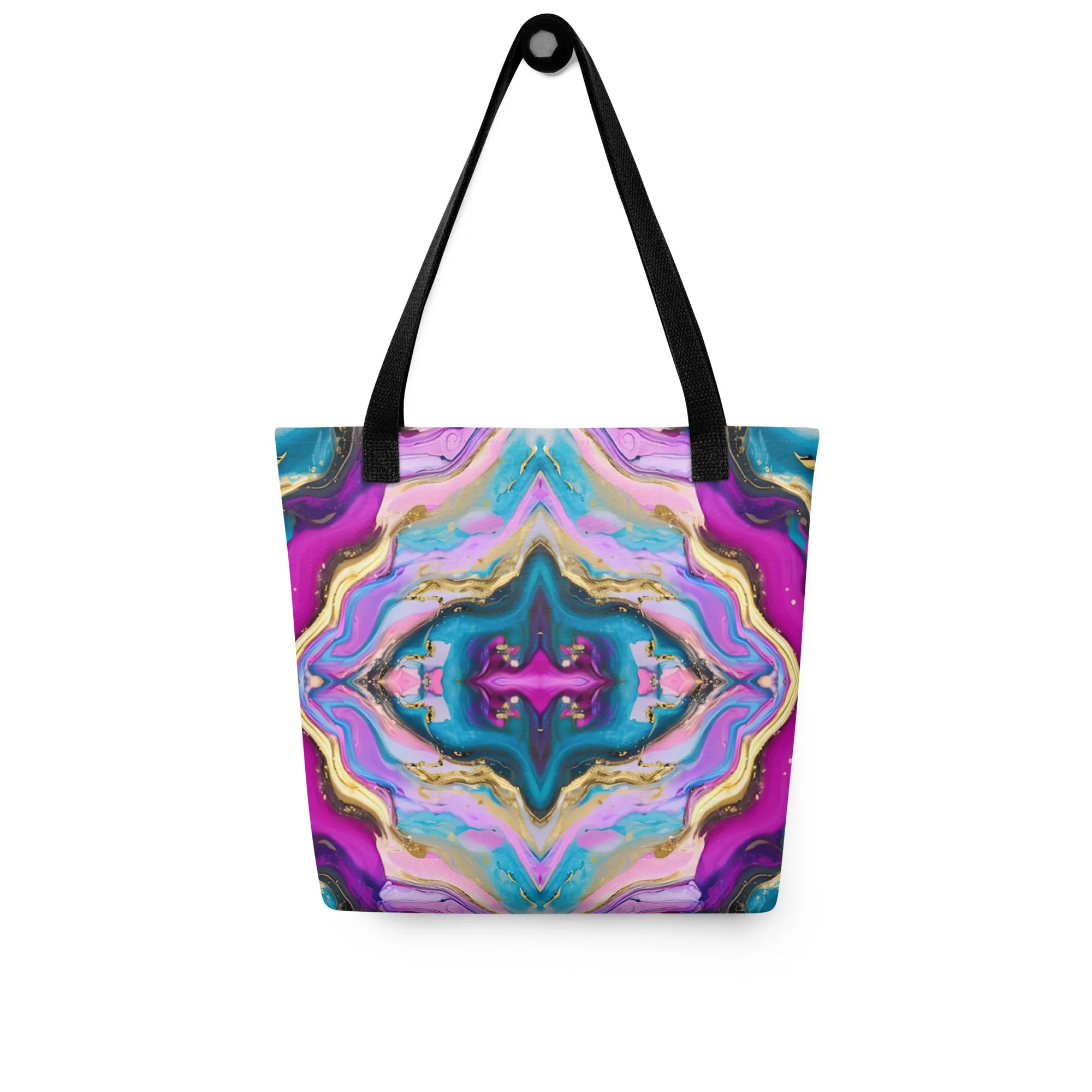 Neon Geode Mandala All Over Print Tote Bag