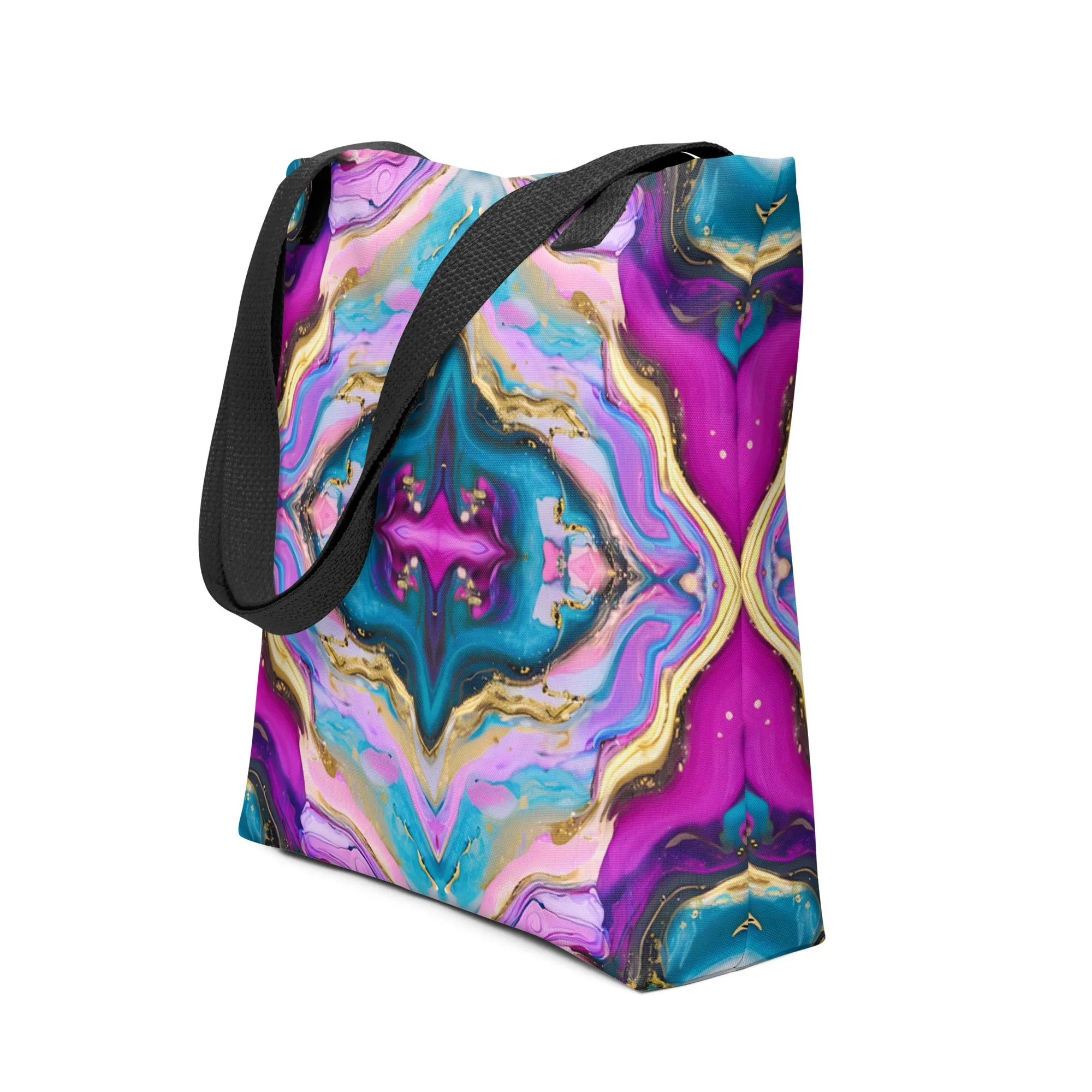 Neon Geode Mandala All Over Print Tote Bag