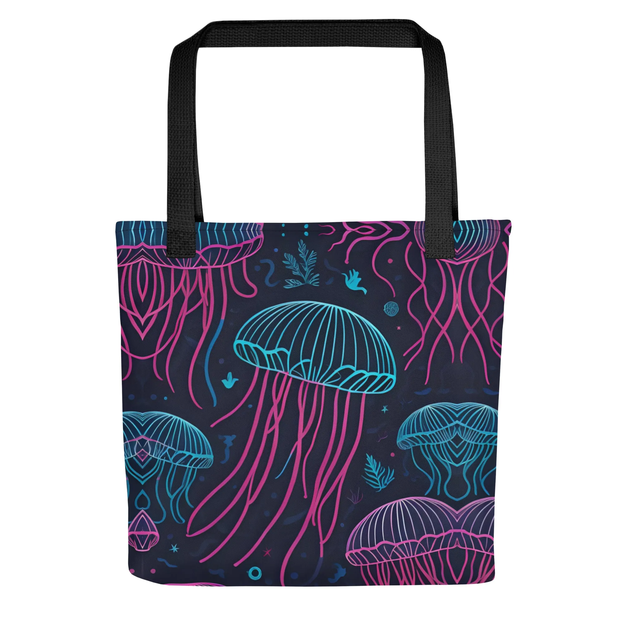 Neon Jelly Fish All Over Print Tote Bag
