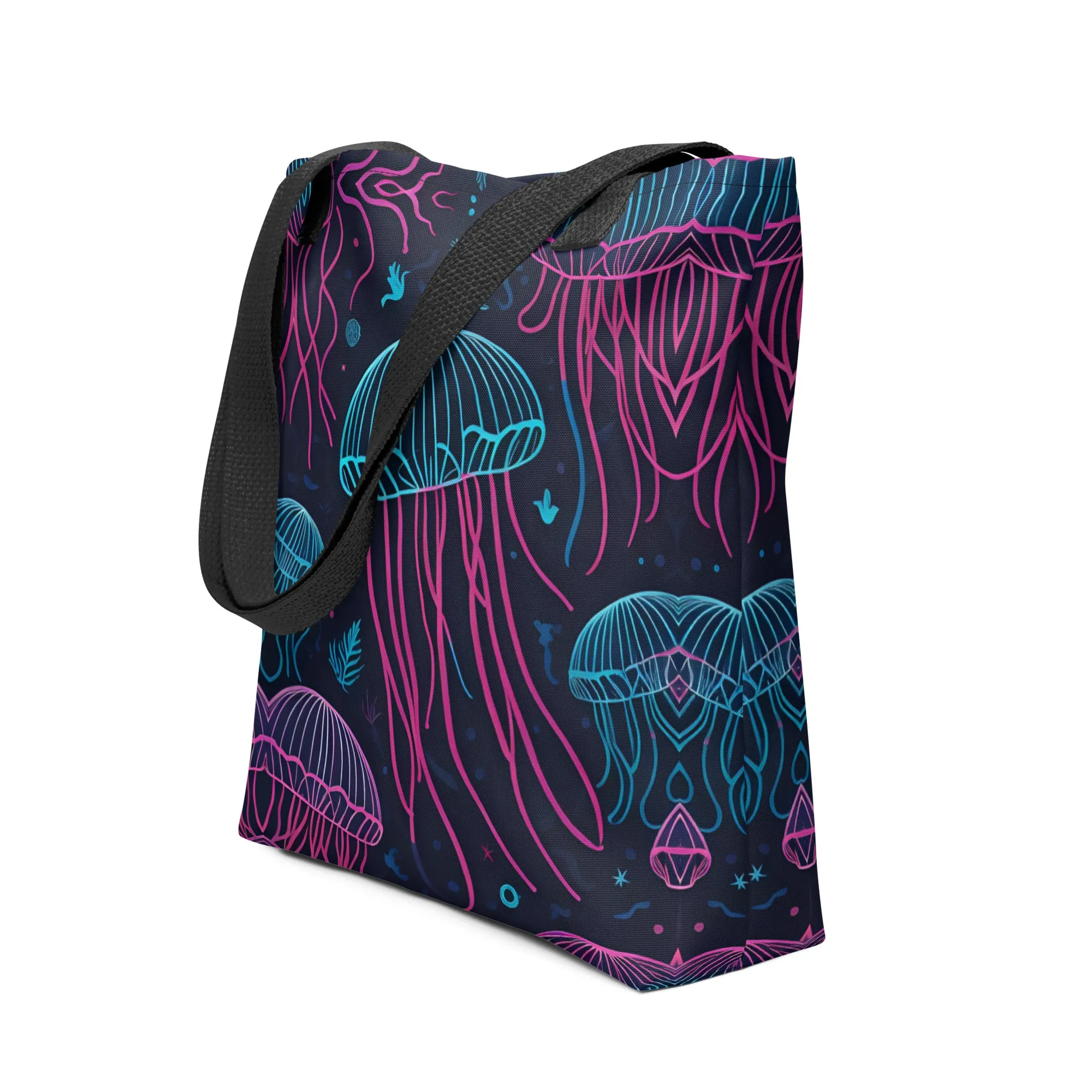 Neon Jelly Fish All Over Print Tote Bag