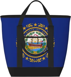 New Hampshire state flag Beach bag suitable for women Large insulated grocery shopping bag with pocket zipper canvas handbag