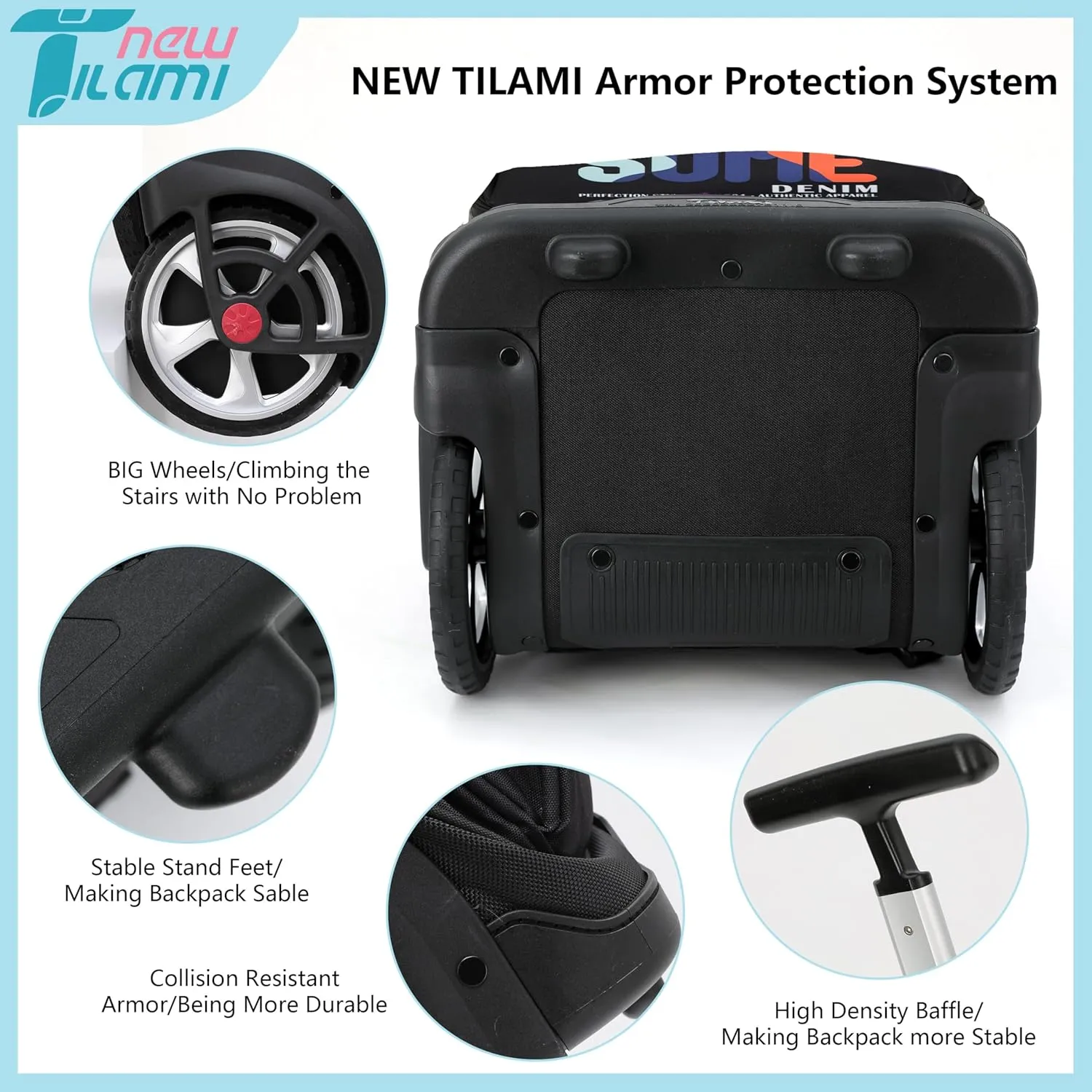 NEW TILAMI 19 Inch Wheeled Laptop Backpack with Lunch Bag Bookbag Roller Travel Bag College Women Men for School Travel, So Handsome