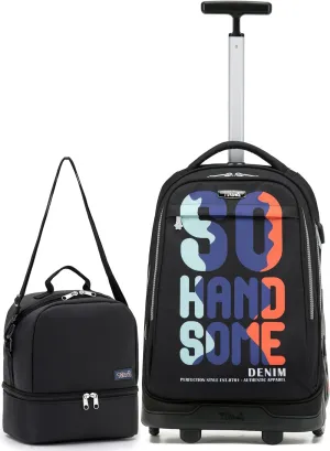 NEW TILAMI 19 Inch Wheeled Laptop Backpack with Lunch Bag Bookbag Roller Travel Bag College Women Men for School Travel, So Handsome