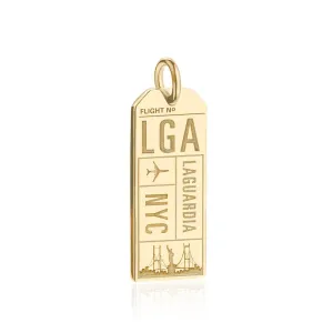 New York USA LGA Luggage Tag Charm Gold