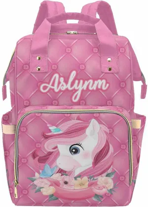 Newcos Custom Name Diaper Bag for Women, Personalized Name Multifunction Nylon Nursing Mommy Daypack with Large Capacity for Travel, Birthday Mother's Day