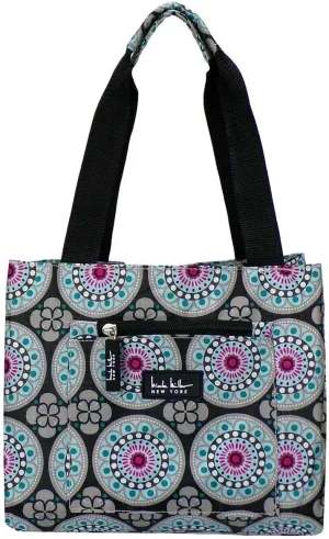 Nicole Miller Insulated Lunch Bag Tote –Open Cooler Ice Bag Lunch Box for Food with Drink Bottle Holder for Women, Men, Picnic, Boating, Beach, Fishing & Work(Kaleidoscope Black)
