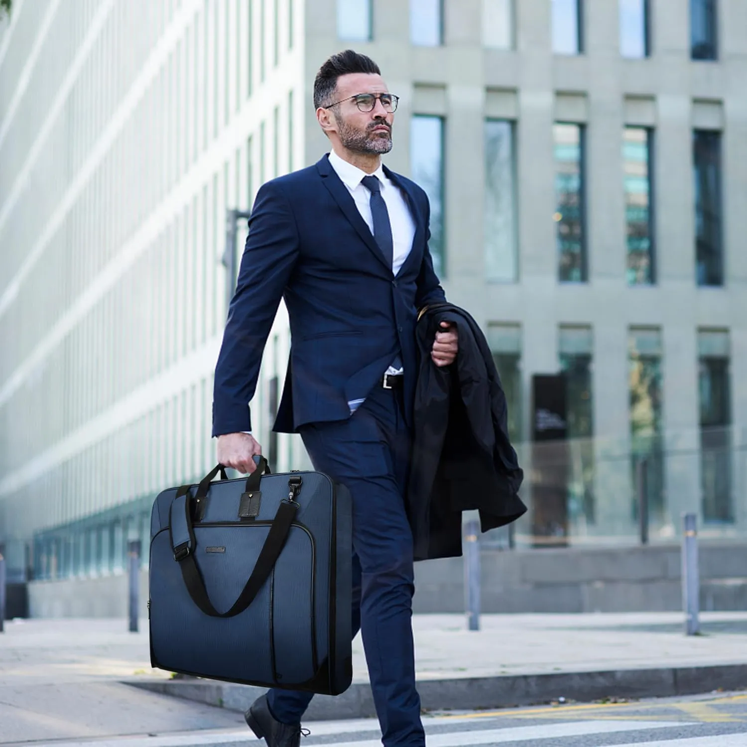 Noozion Garment Bag for Travel Large Leather Carry On Suit Bag Hanging Travel Suit Bags Waterproof Suitcase Luggage Bag for Men Women Business Trips with Shoulder Strap