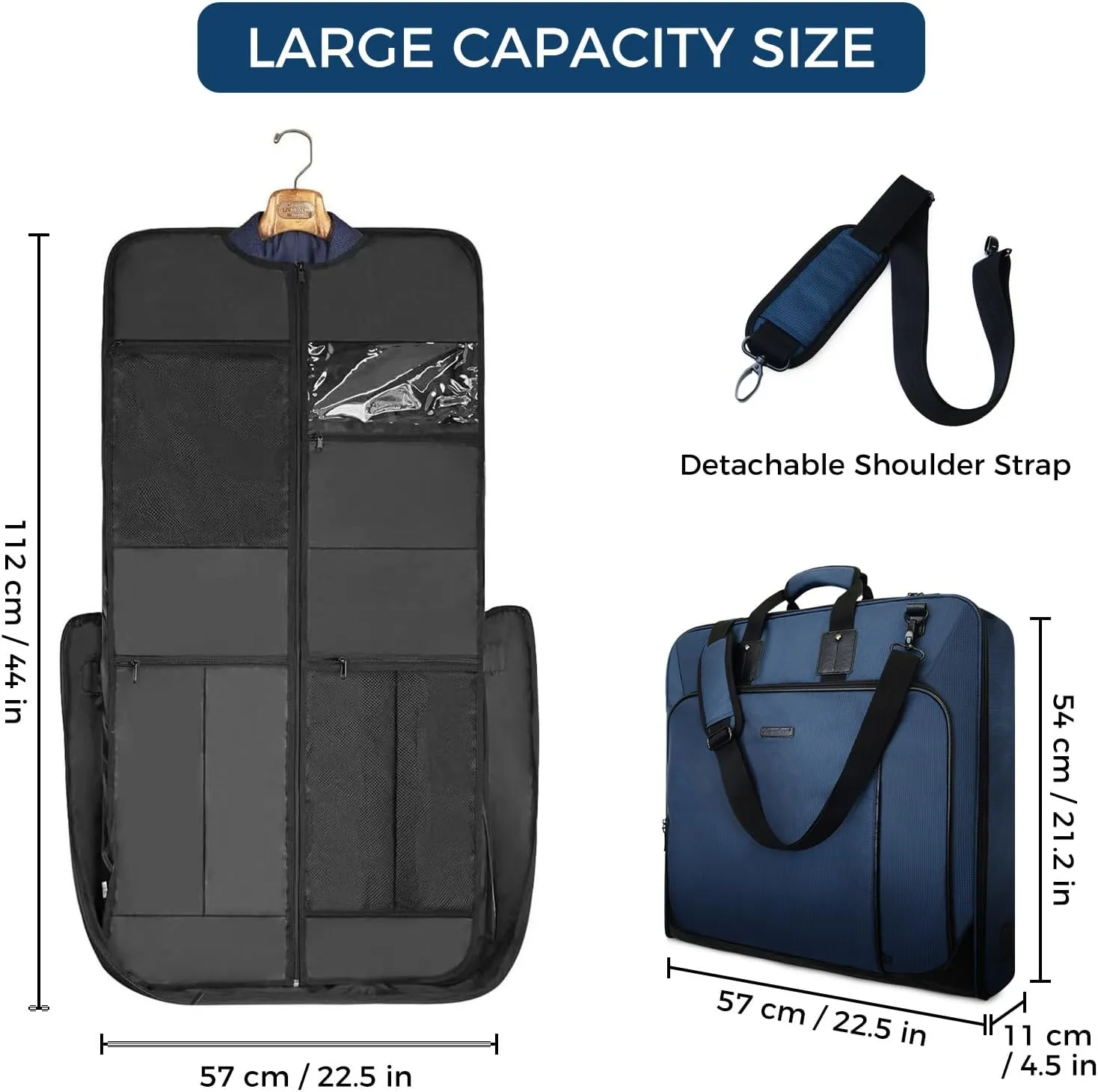Noozion Garment Bag for Travel Large Leather Carry On Suit Bag Hanging Travel Suit Bags Waterproof Suitcase Luggage Bag for Men Women Business Trips with Shoulder Strap