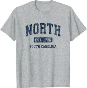 North South Carolina SC Vintage Athletic Sports Design T-Shirt