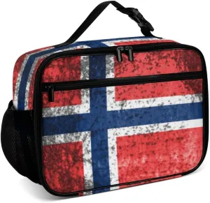 Norway Flag Reusable Lunch Box Insulated Lunch Bag Cooler Bag Lunchbox Meal Food Container Tote Bag for Women Kids Girls Boy School Camping Hiking Picnic Beach Travel